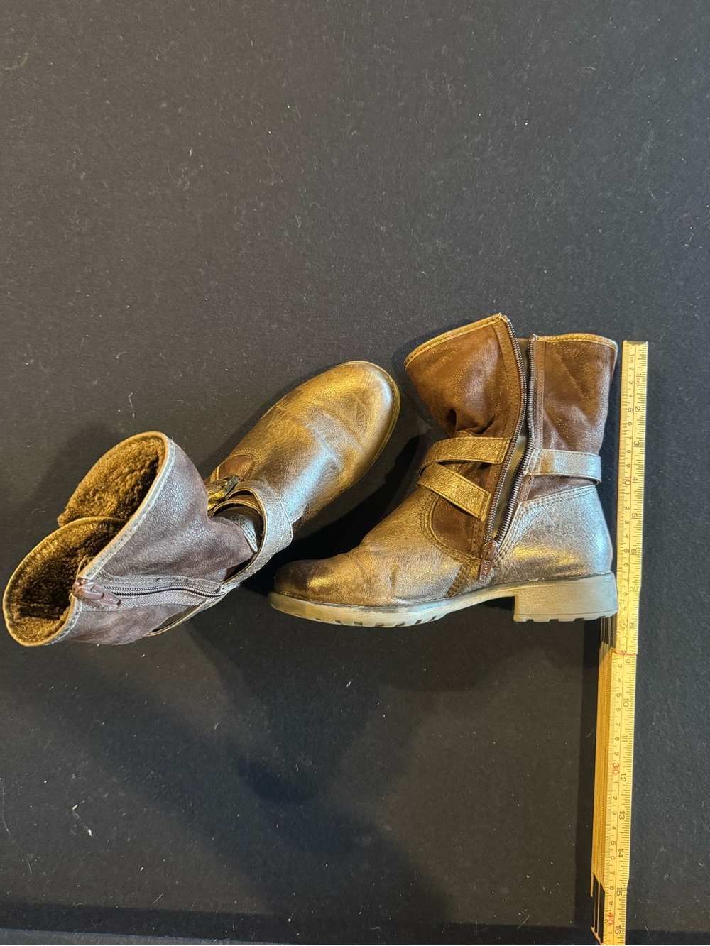BareTraps Brown Leather & Faux Fur Suede Ankle Boots Sz 6 - Picture 13 of 14
